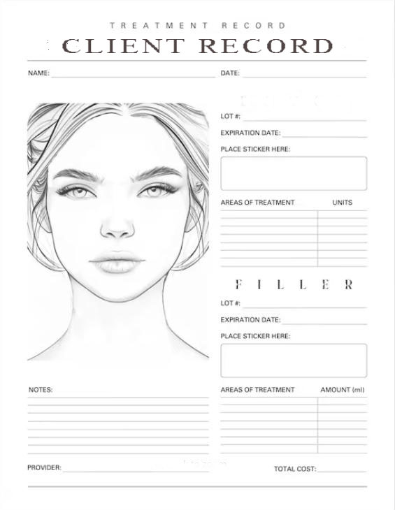 Botulinum Toxin Charting Sheet