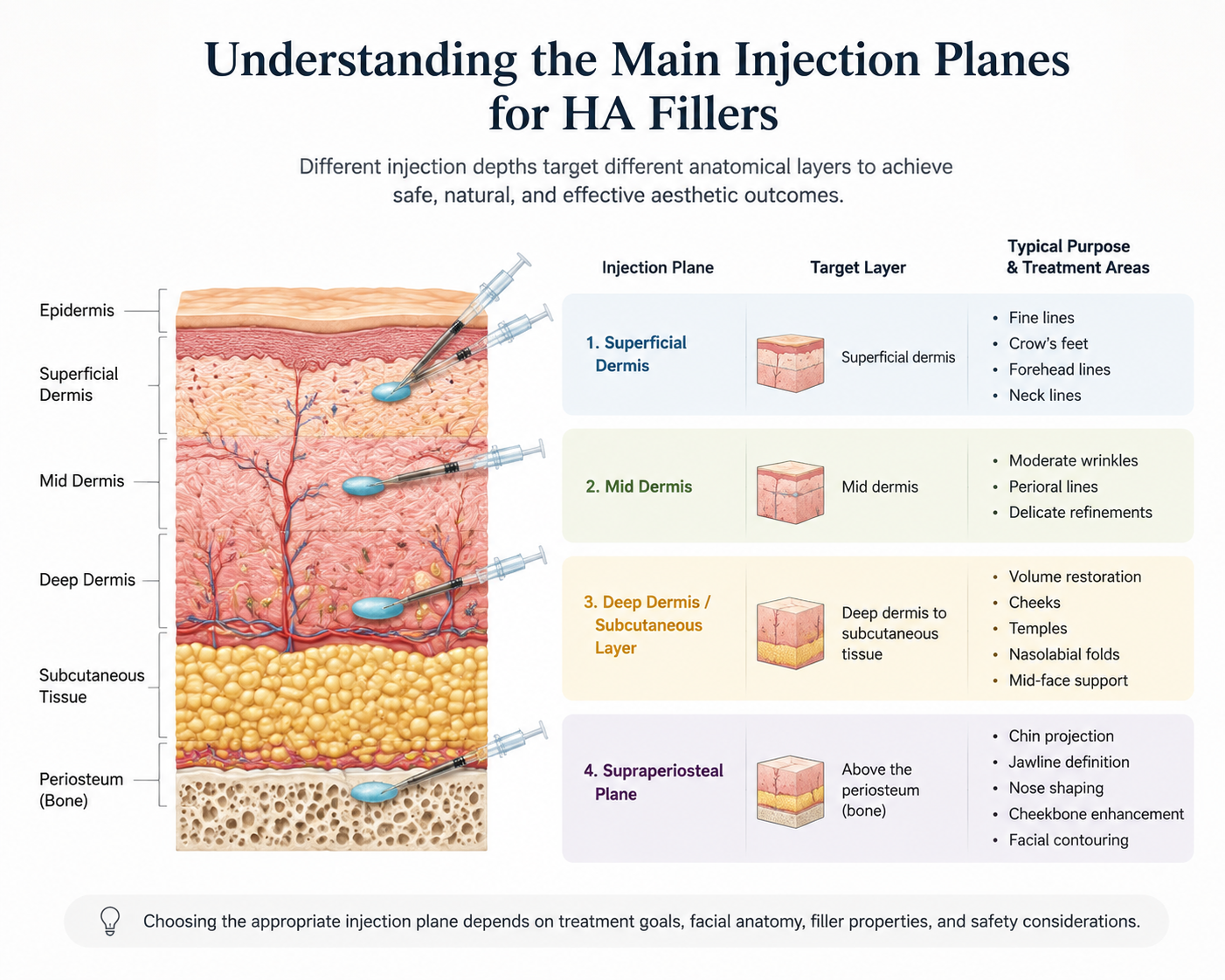how is injection depth selected for ha fillers